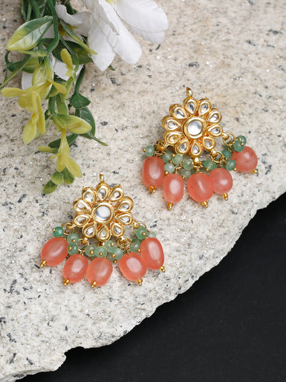 Stone Kundan Earrings - Ruby Raang