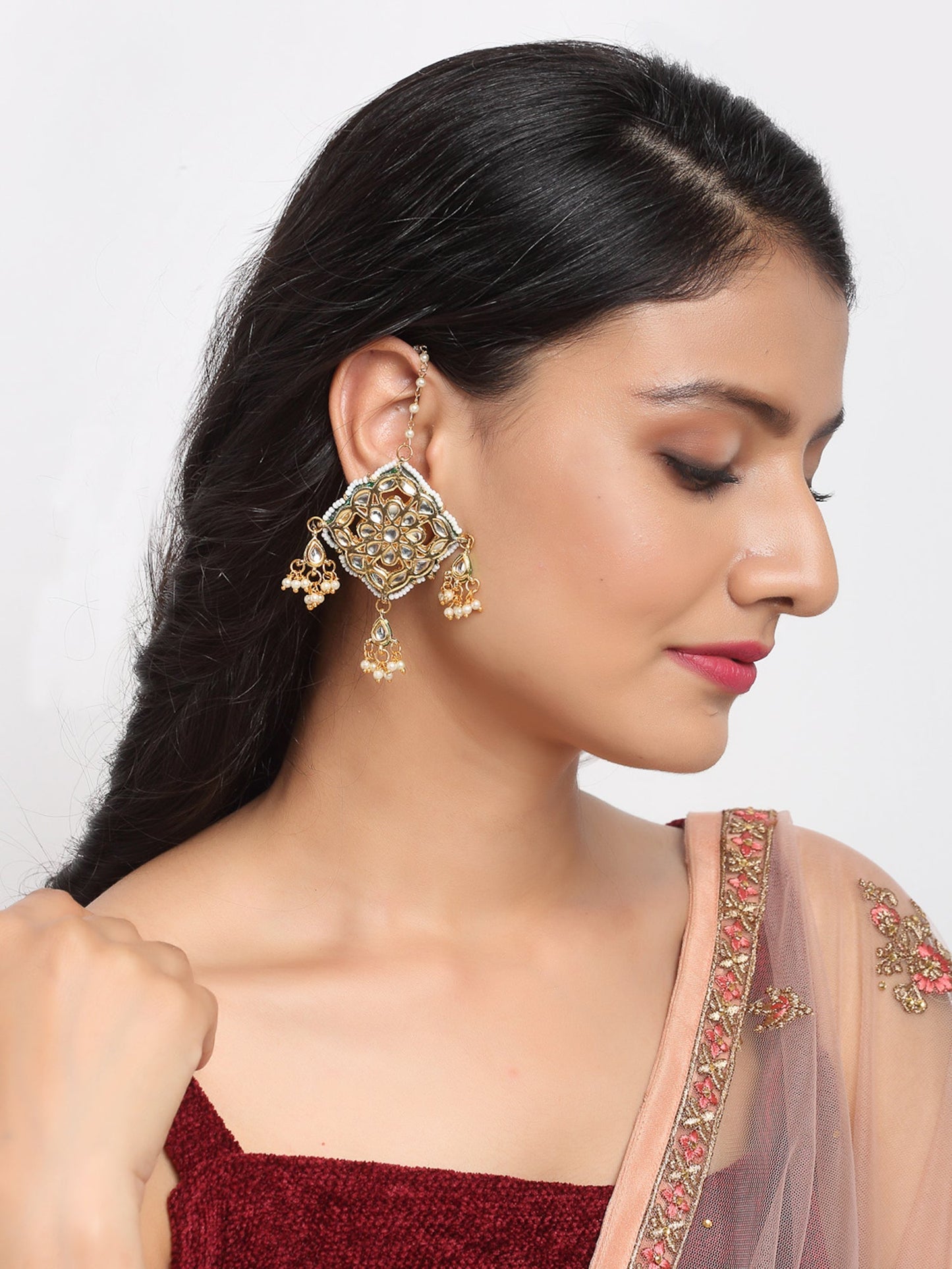 Kundan Studs - Ruby Raang