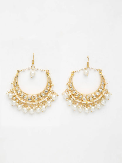 Kundan & Pearl Earrings - Ruby Raang