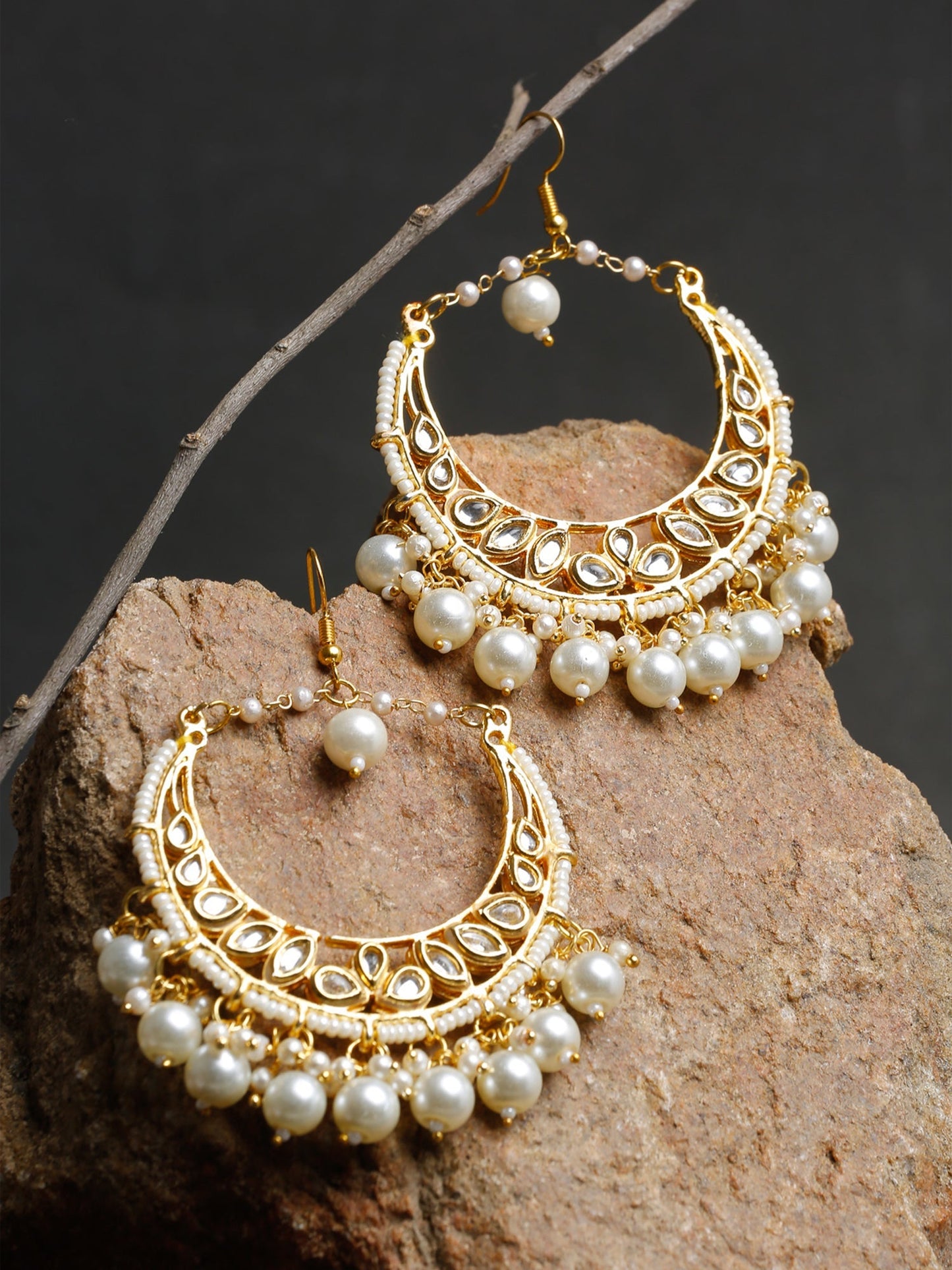 Kundan & Pearl Earrings - Ruby Raang