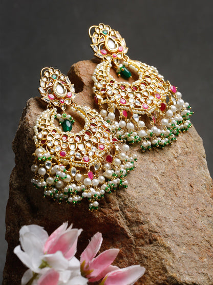 Kundan Multi Stone Earrings - Ruby Raang