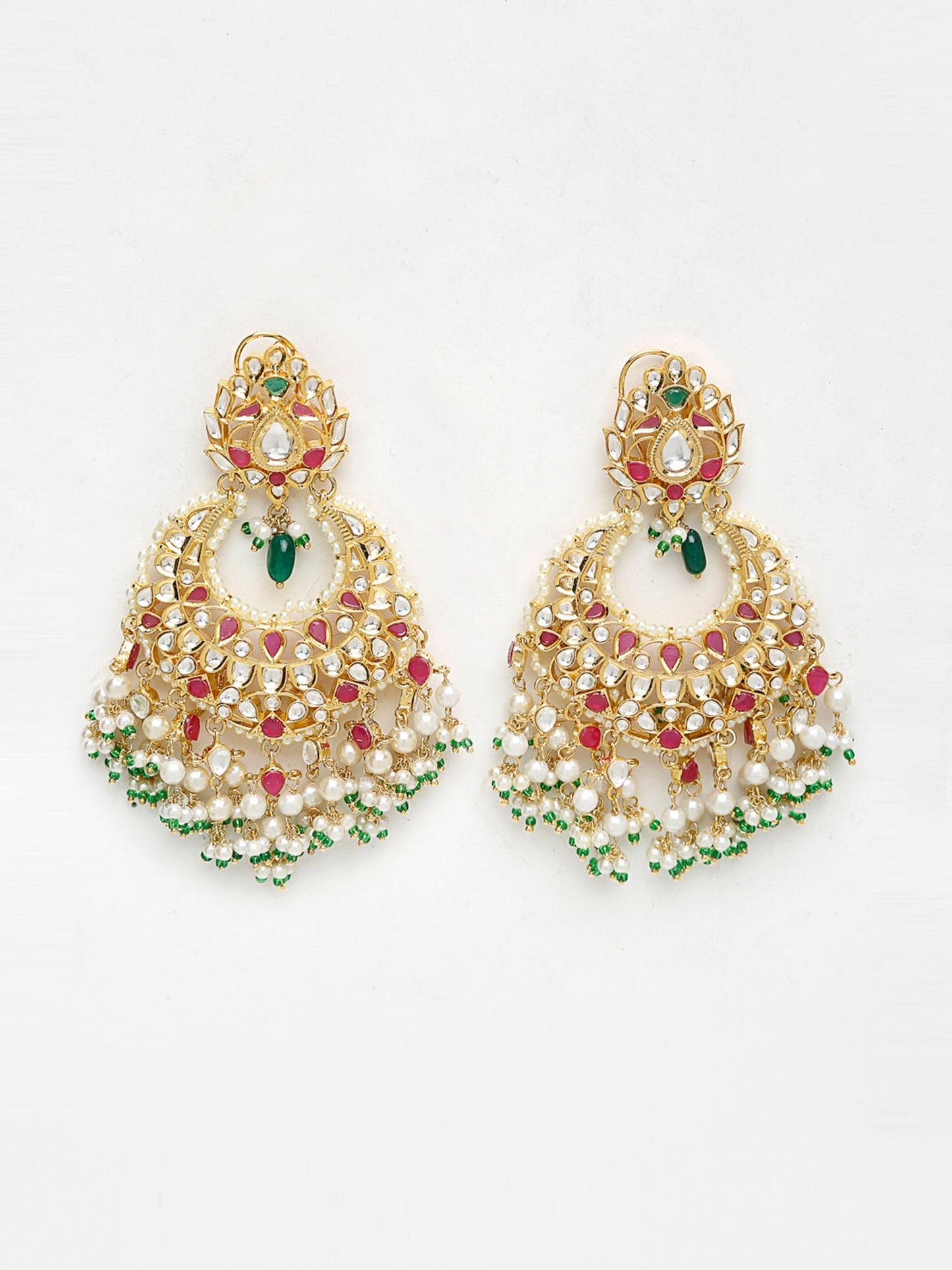 Kundan Multi Stone Earrings - Ruby Raang