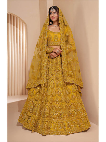 Myra Mustard Yellow Heavy Embroidered Designer Lehenga
