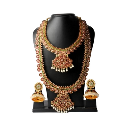 Elite trade Brass Gold Pink Green Jewel Set