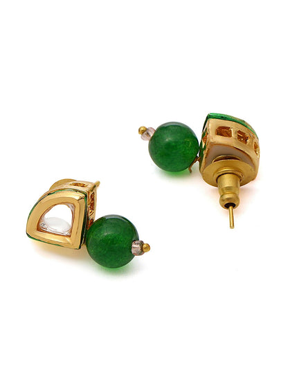 Ruby Raang Green Aventurine Kundan Studs