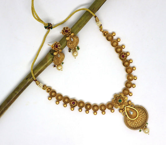 Joban Fashion Gold Pure Brass With Rajwadi Polish Necklace Set