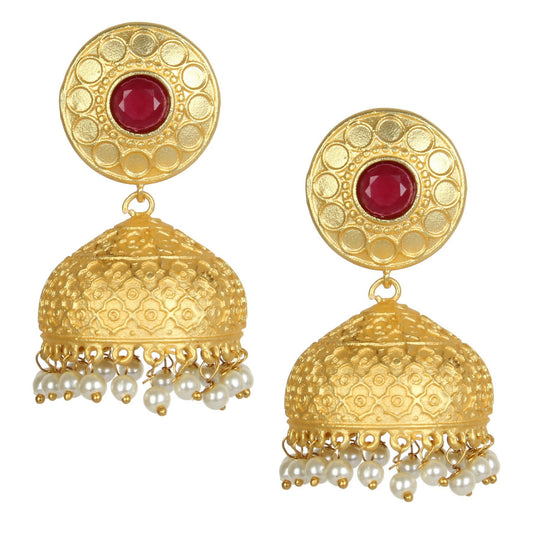 Joban Fashion Women Matte Gold Brass Jhumka