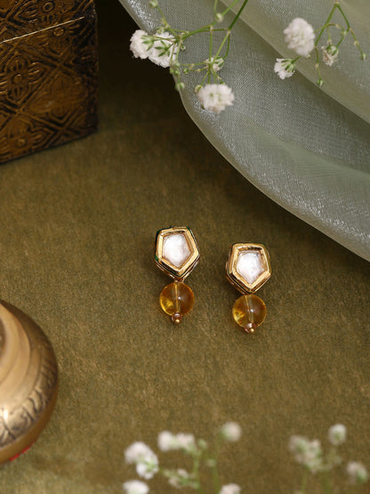 Ruby Raang Yellow Citrine Kundan Studs