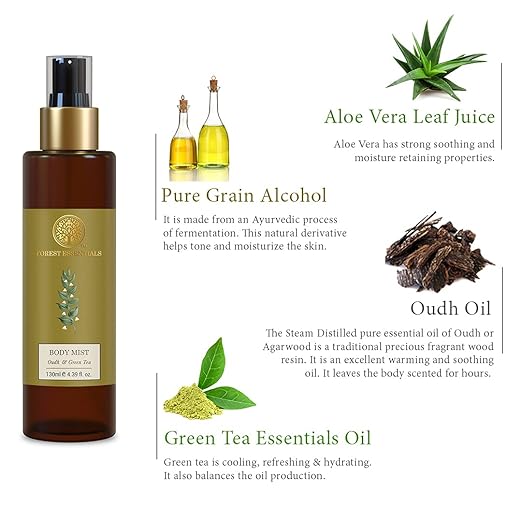 Forest Essentials Body Mist Oudh & Green Tea