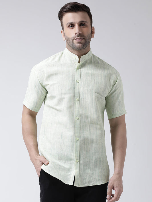 RIAG Green Men's Chinese Collar Half Sleeves Shirt