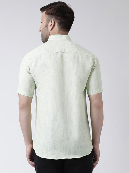 RIAG Green Men's Chinese Collar Half Sleeves Shirt