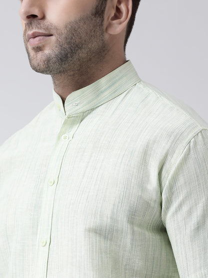 RIAG Green Men's Chinese Collar Half Sleeves Shirt
