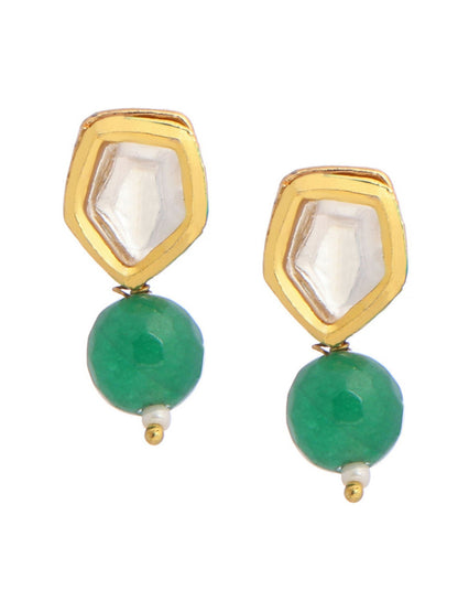 Ruby Raang Green Kundan Studs