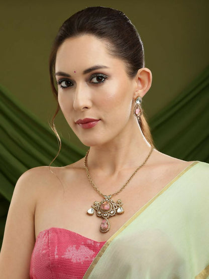 Glass Kundan Gold plated Long Earrings - Ruby Raang