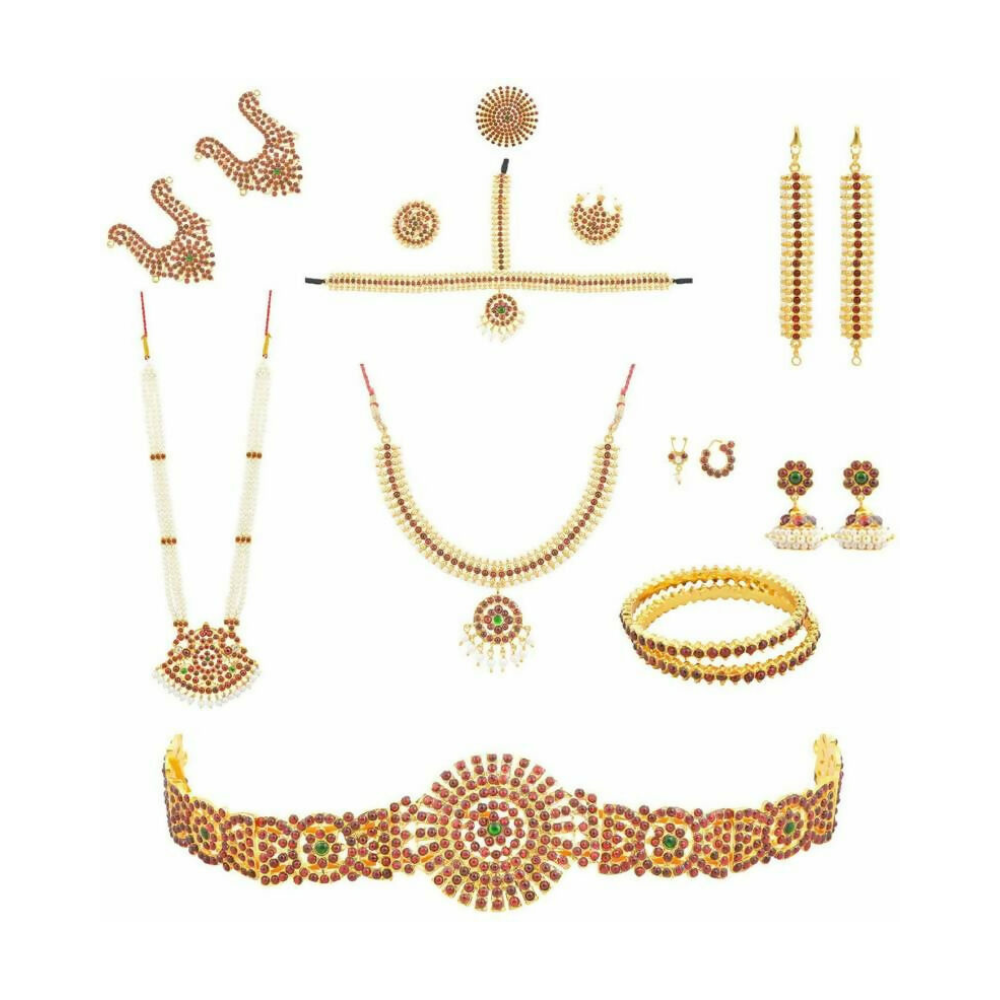 Elite trade Brass Gold Red Jewel Set