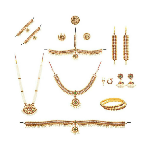 Elite trade Metal Copper Gold Green White Jewel Set