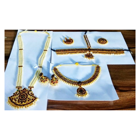 Elite trade Brass Alloy Gold Red Jewel Set