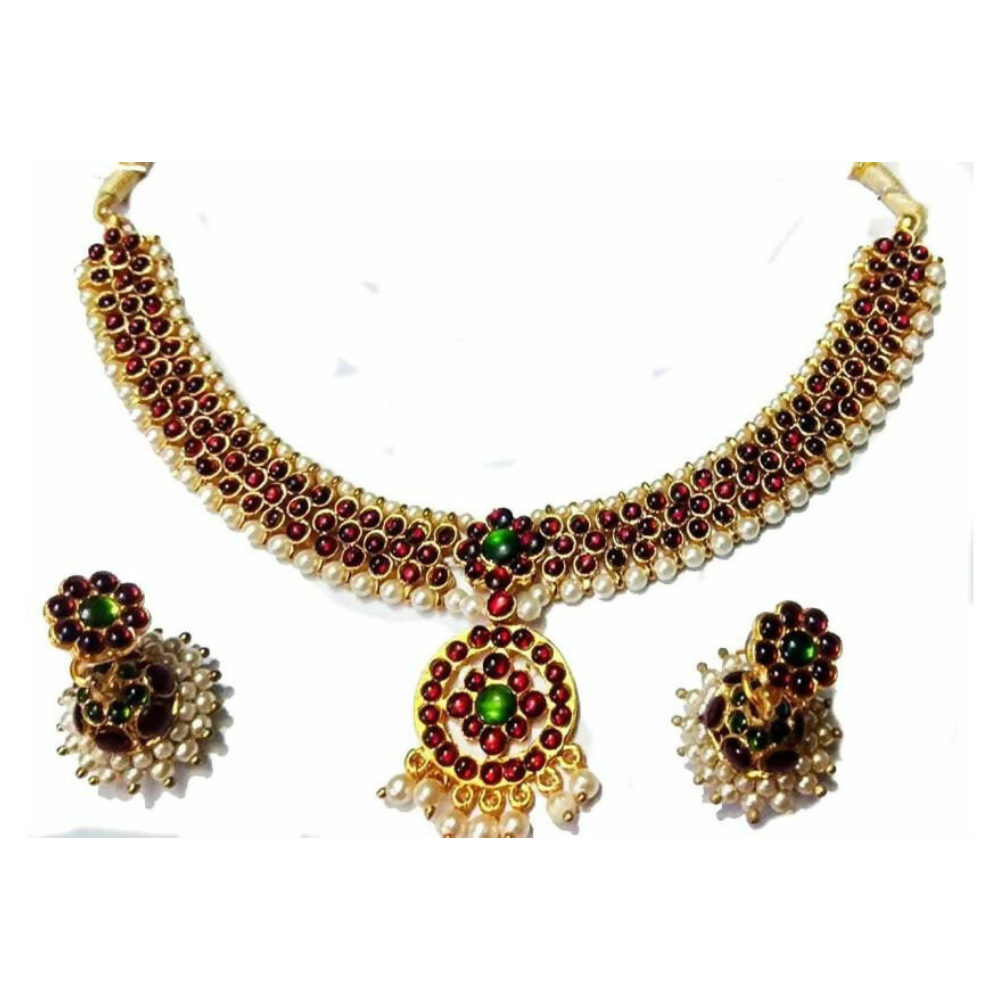 Elite trade Brass Alloy Gold Red Jewel Set