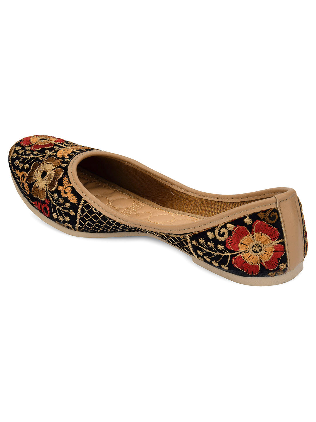 Desi Colour Women Indian Ethnic Footwear-Black Thread Work 1