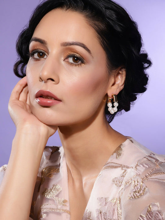 Hoop Pearl Earrings- Ruby Raang