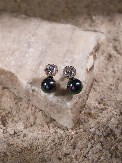 Diamond and Grey Stone Earrings- Ruby Raang