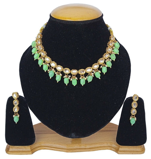 Joban Fashion C.Green kundan work Necklace Set