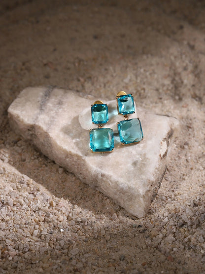 Blue Duet Stone Earrings- Ruby Raang