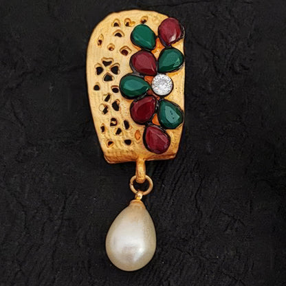 JS Fashion High Gold Polish Earrings with Clustered Pearls – Fancy Party Wear Jewelry for Women