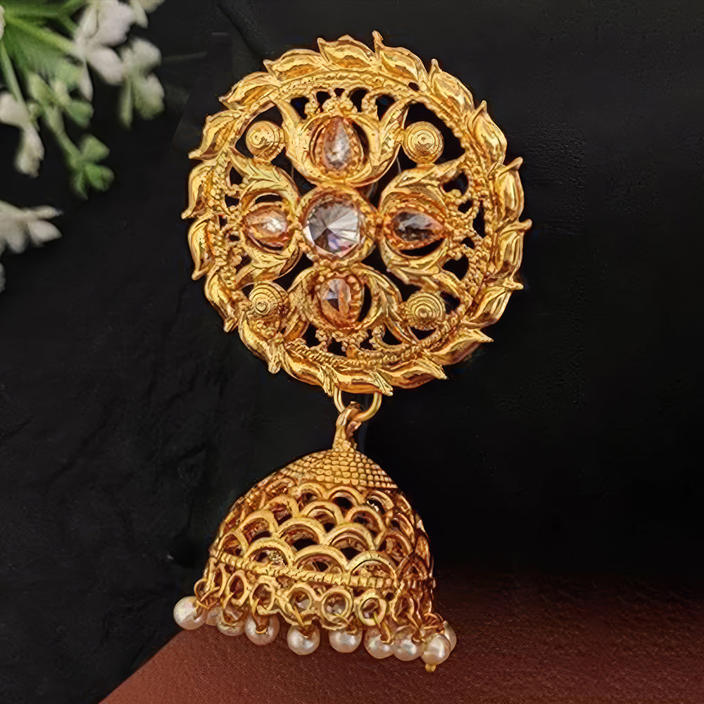 JS Fashion Designer High Gold Polish Jhumka Earrings – Fancy Antique Party Wear Jewelry for Women