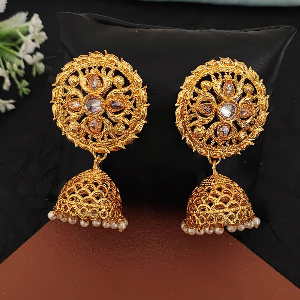 JS Fashion Designer High Gold Polish Jhumka Earrings – Fancy Antique Party Wear Jewelry for Women