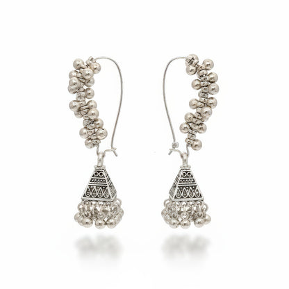 JS Fashion Fancy Design Oxidised Silver Polish Antique Style Earrings for Women & Girls