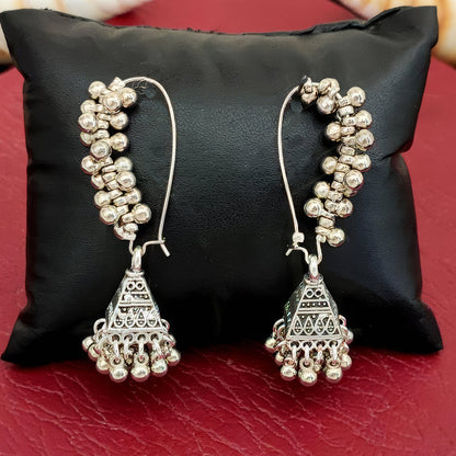 JS Fashion Fancy Design Oxidised Silver Polish Antique Style Earrings for Women & Girls