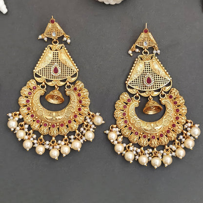 JS Fashion Designer Rajwadi Polish Antique Long Earrings for Women
