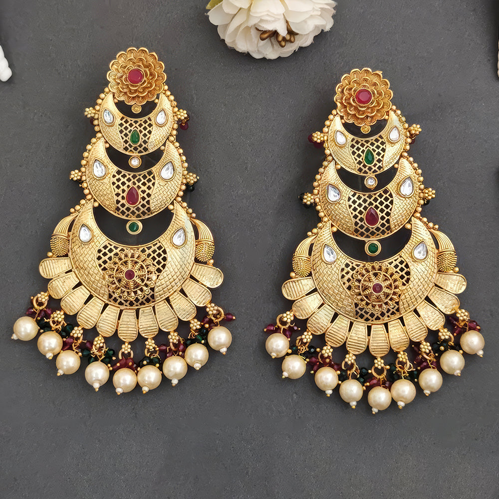 JS Fashion North Style Antique Jewellery Rajwadi Polish Long Earrings for Women