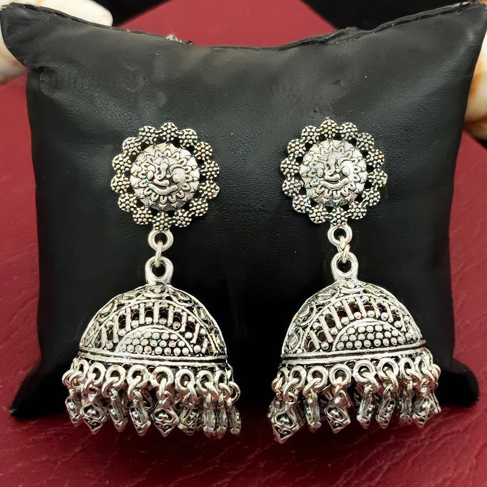 JS Fashion Designer Full Stone Oxidized Silver Earrings for Women