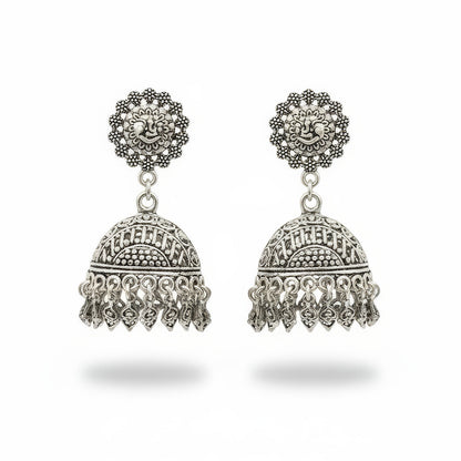 JS Fashion Designer Full Stone Oxidized Silver Earrings for Women