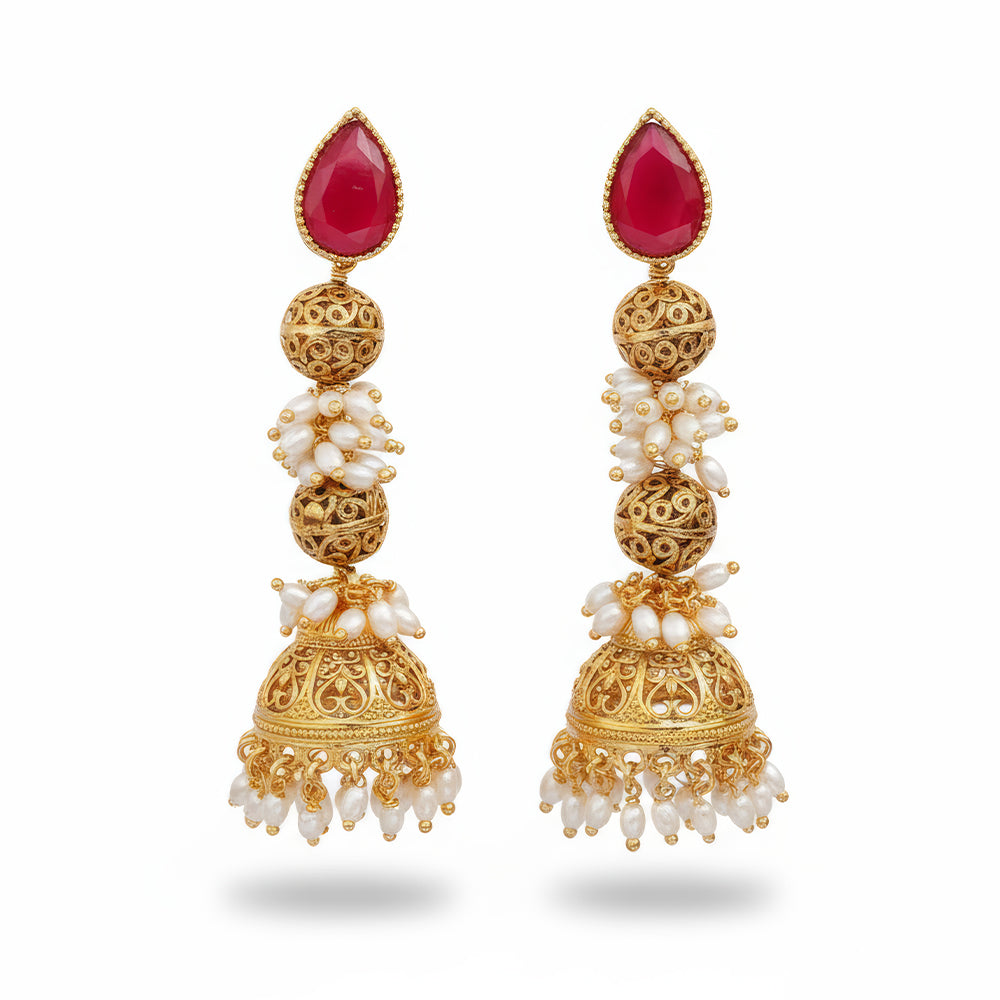 JS Fashion Designer Antique Jewellery High Gold Polish Earrings for Women