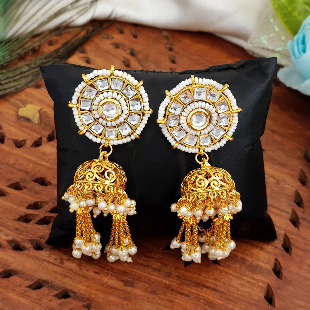 JS Fashion Kundan High Gold Polish Earrings for Women