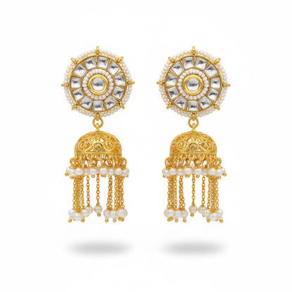 JS Fashion Kundan High Gold Polish Earrings for Women