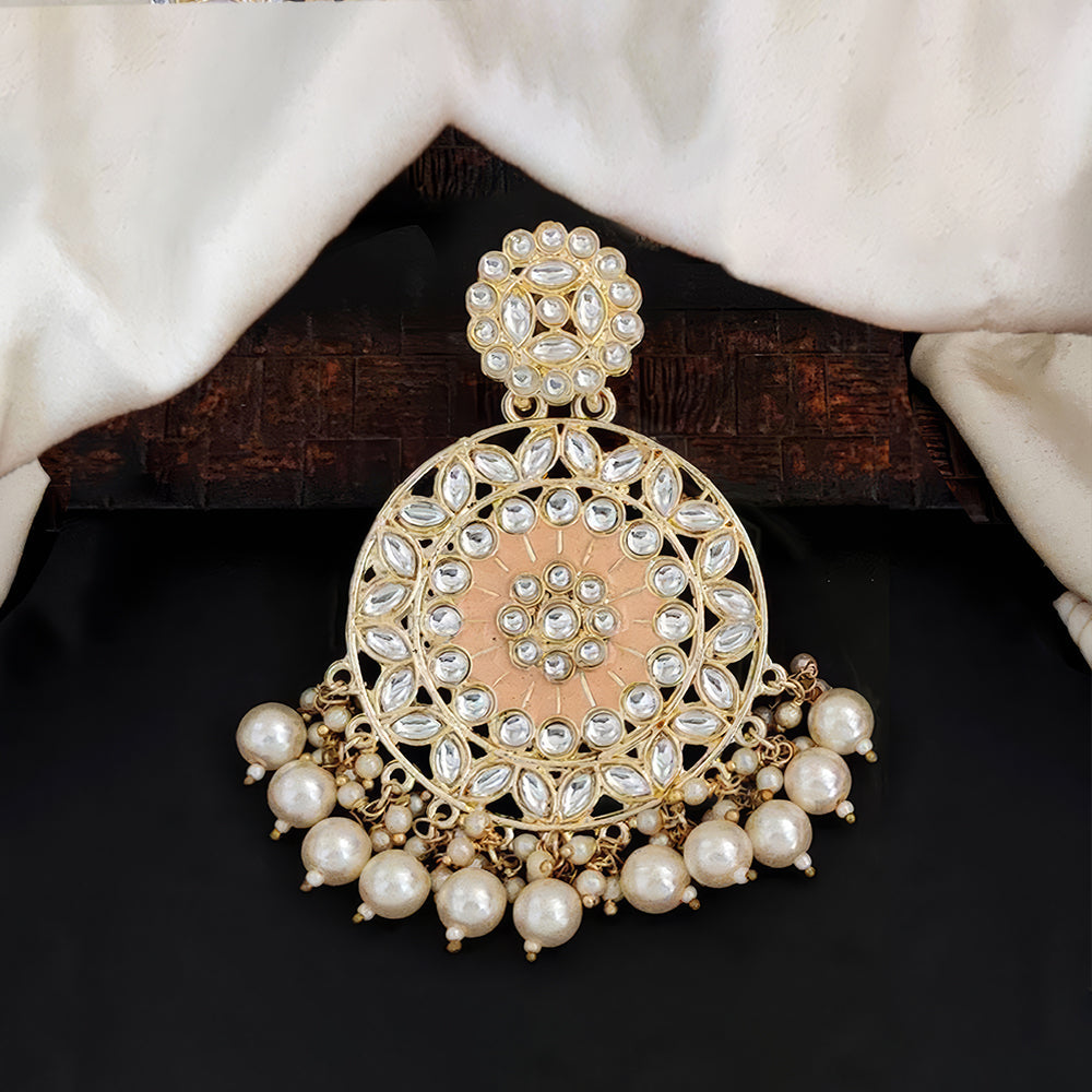 JS Fashion Antique High Gold Earrings with Clustered Pearls – Traditional Party Wear Jewelry for Women