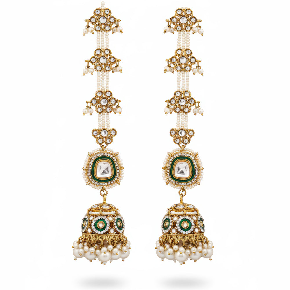JS Fashion Antique Design Mehendi Polish Jhumka Earrings for Women