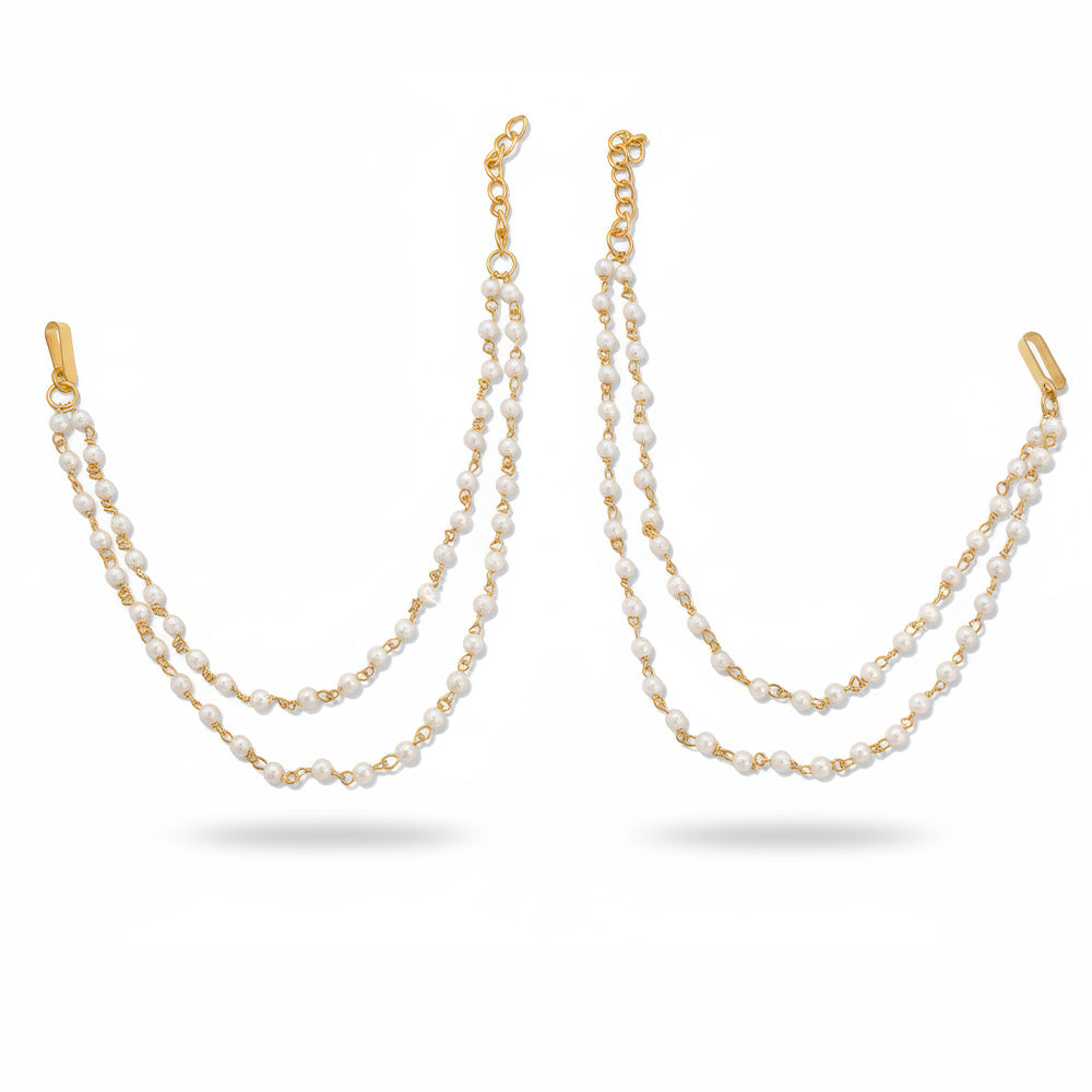JS Fashion Traditional Double-Line Kaan Chain with Pearls for Women