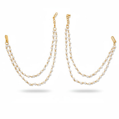 JS Fashion Traditional Double-Line Kaan Chain with Pearls for Women