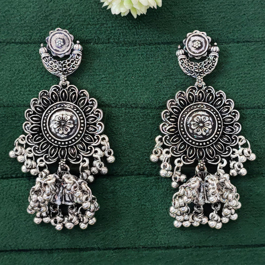 JS Fashion Designer Beautiful Oxidised Silver Earrings for Women & Girls