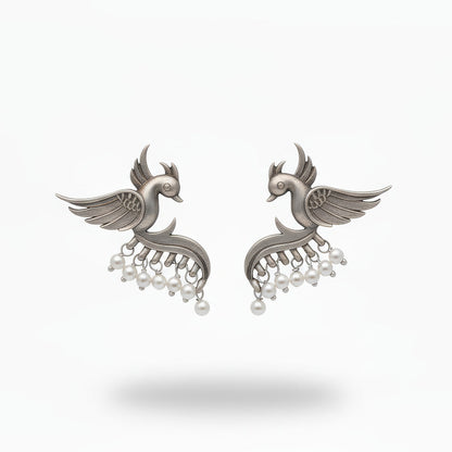 JS Fashion Beautiful Designer Oxidized Silver Earrings for Women