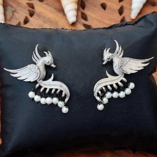 JS Fashion Beautiful Designer Oxidized Silver Earrings for Women