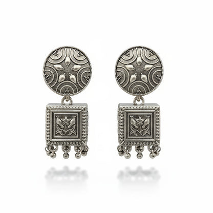 JS Fashion Traditional Trendy Oxidized Silver Polish Designer Earrings for Women & Girls