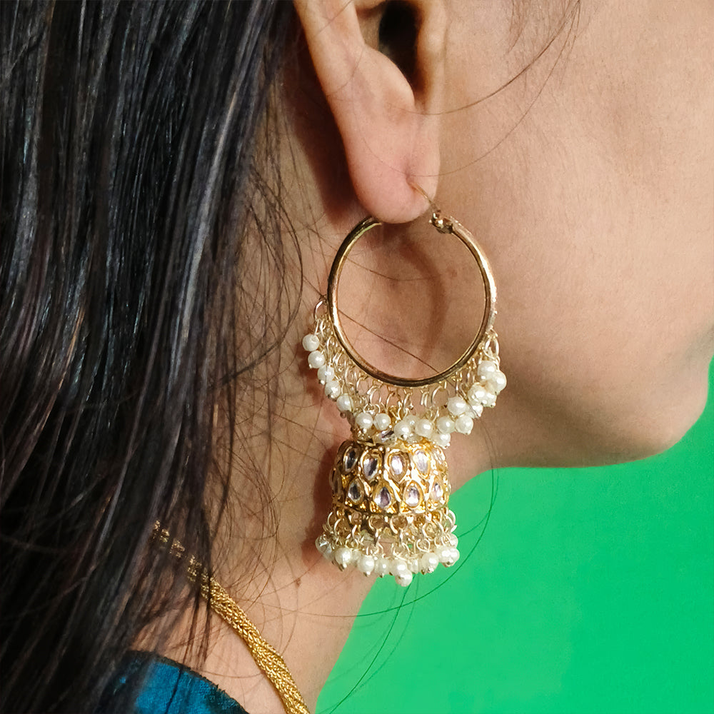 JS Fashion Antique High Gold Polish Earrings Set – Full Stone Fancy Jewelry for Women’s Party & Festive Wear