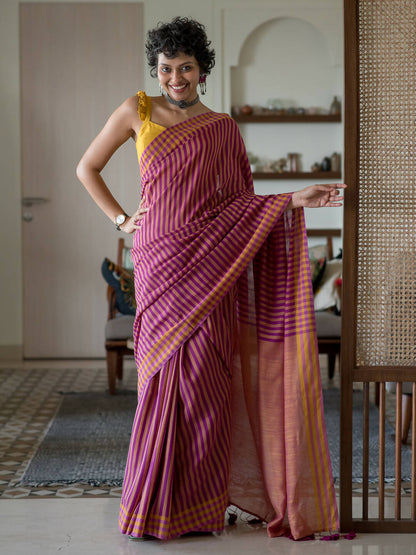 Suta Mustard Woven Design Pure Cotton Saree