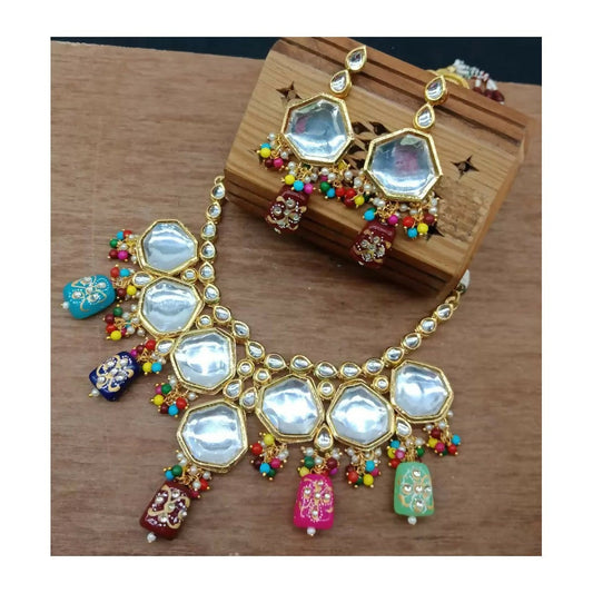Joban Fashion Multicolor Kundan Work Necklace Set